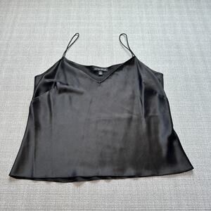 Hilton Hollis Cami size 6 100% Silk Black Spaghetti Straps Dainty